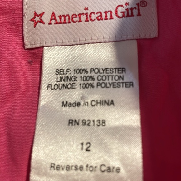 American Girl Vibrant Pink Formal Dress with White Bow - Picture 5 of 5